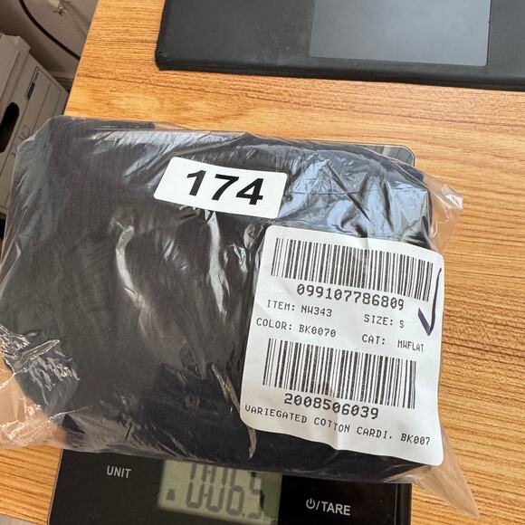 Madewell Flared-Sleeve Cardigan S Jet Black Button Up Crewneck Variegated Cotton - Picture 7 of 7